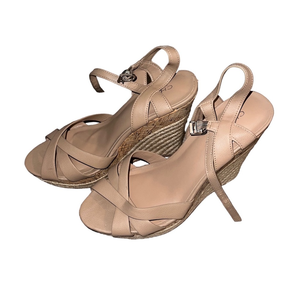 CHARLES tan wedges size 8.5